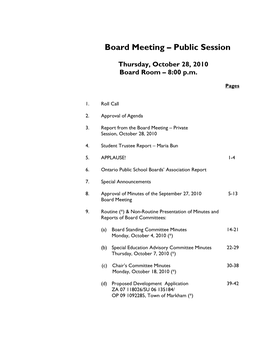 Board Meeting – Public Session