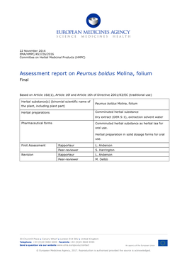 Assessment Report on Peumus Boldus Molina, Folium Final