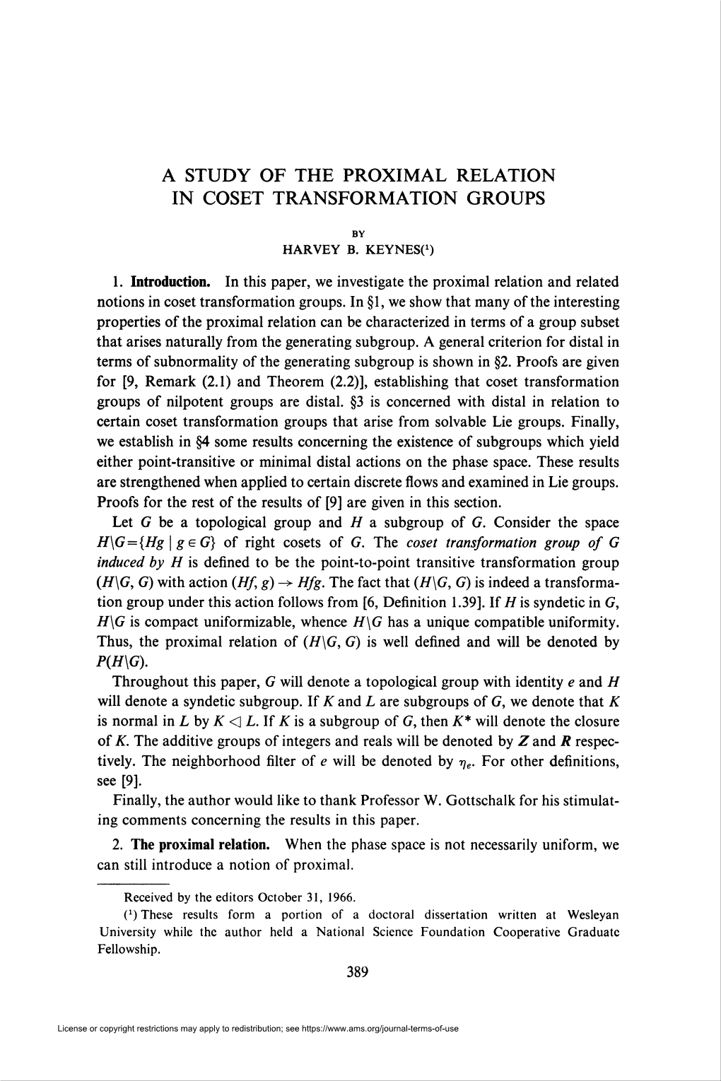 A Study of the Proximal Relation in Coset Transformation Groups