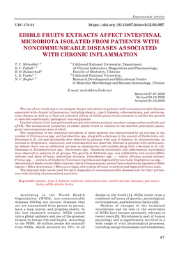 Edible Fruits Extracts Affect Intestinal Microbiota Isolated from Patients with Noncommunicable Diseases Associated with Chronic Inflammation