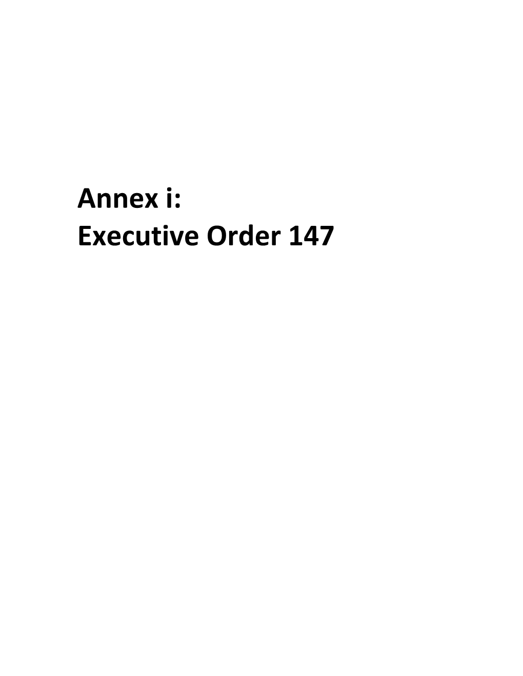 Annex I: Executive Order 147