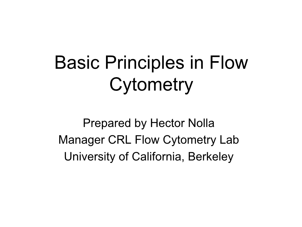 Basic Principles in Flow Cytometry