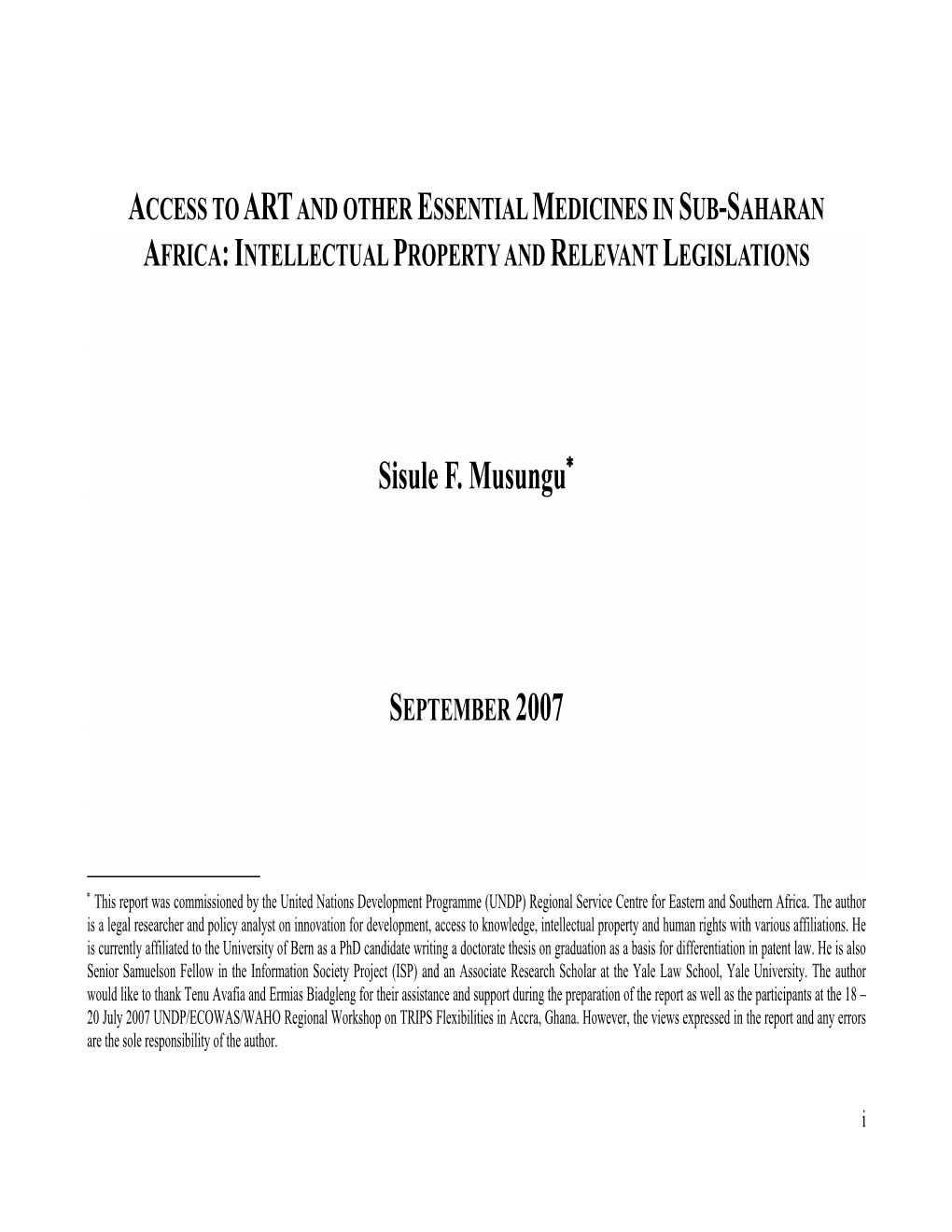 Access to Art and Other Essential Medicines in Sub-Saharan Africa: Intellectual Property and Relevant Legislations