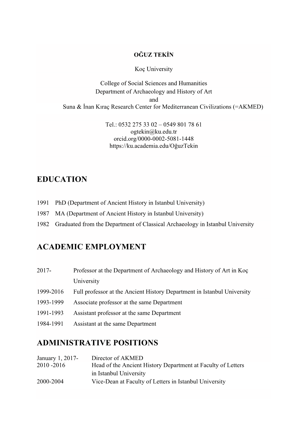 Education Academic Employment Administrative