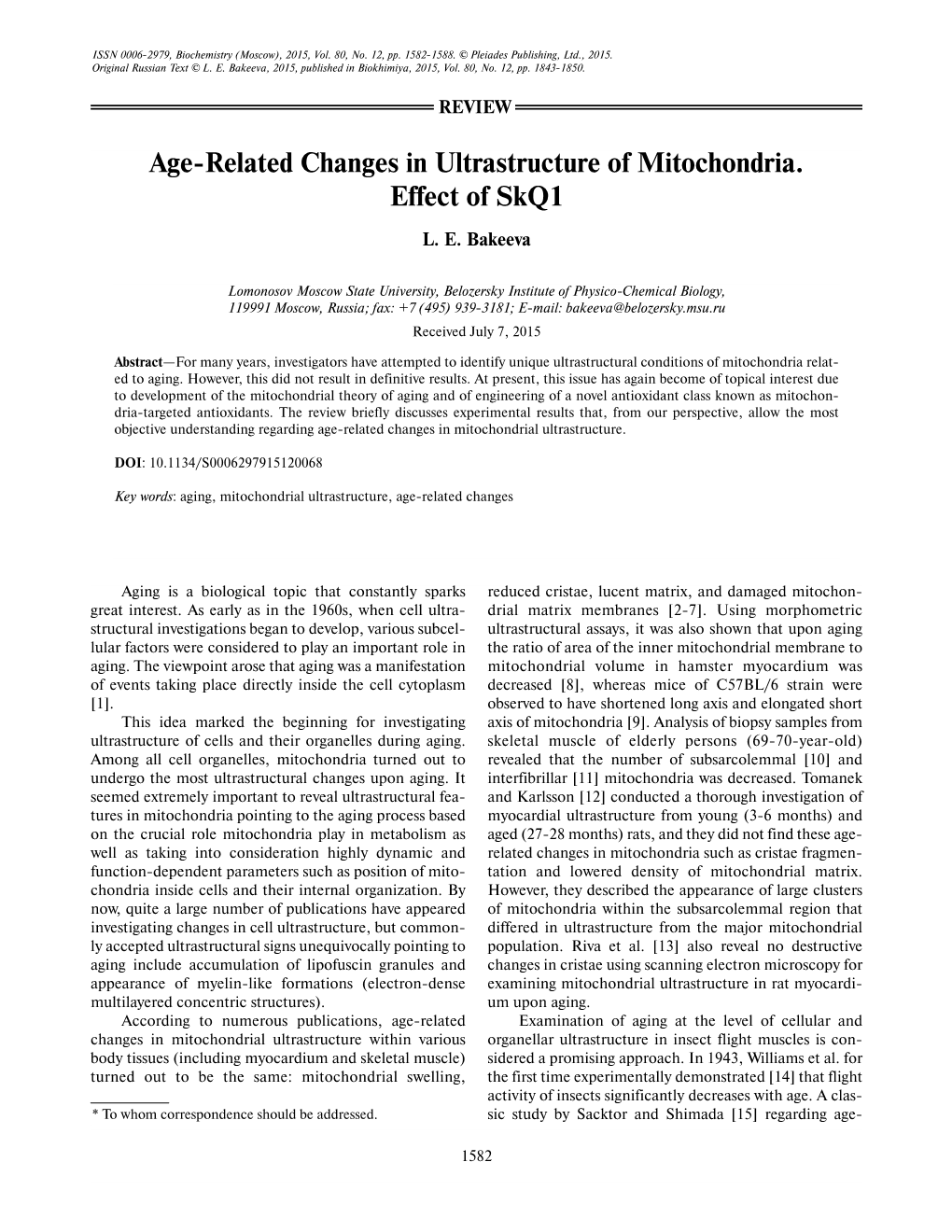 Age-Related Changes in Ultrastructure of Mitochondria