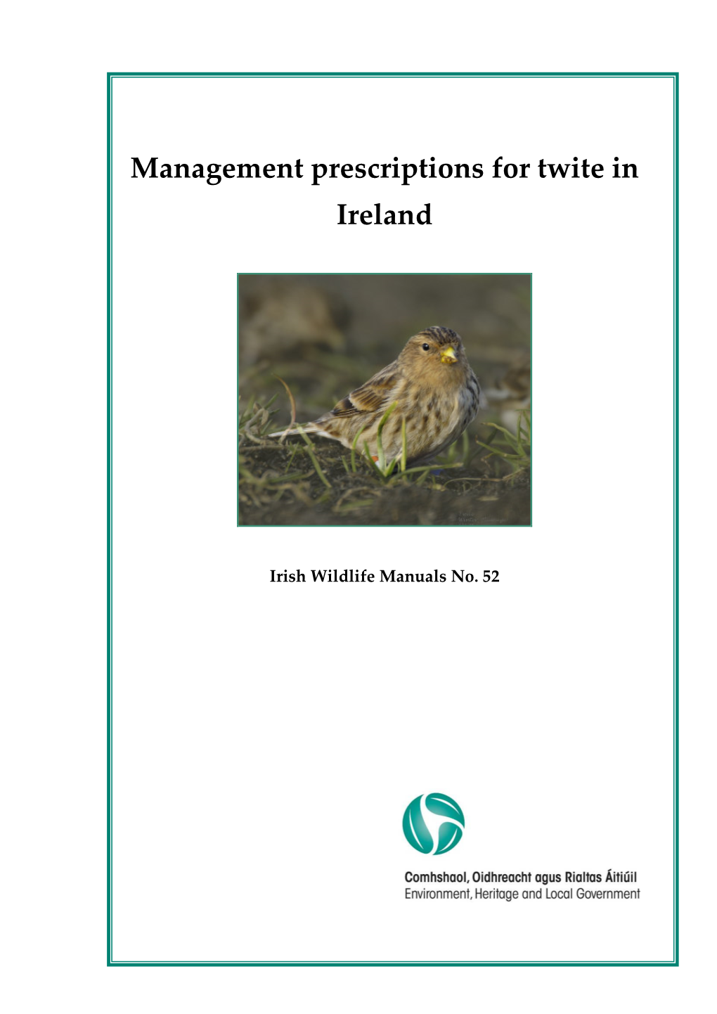 Management Prescriptions for Twite in Ireland