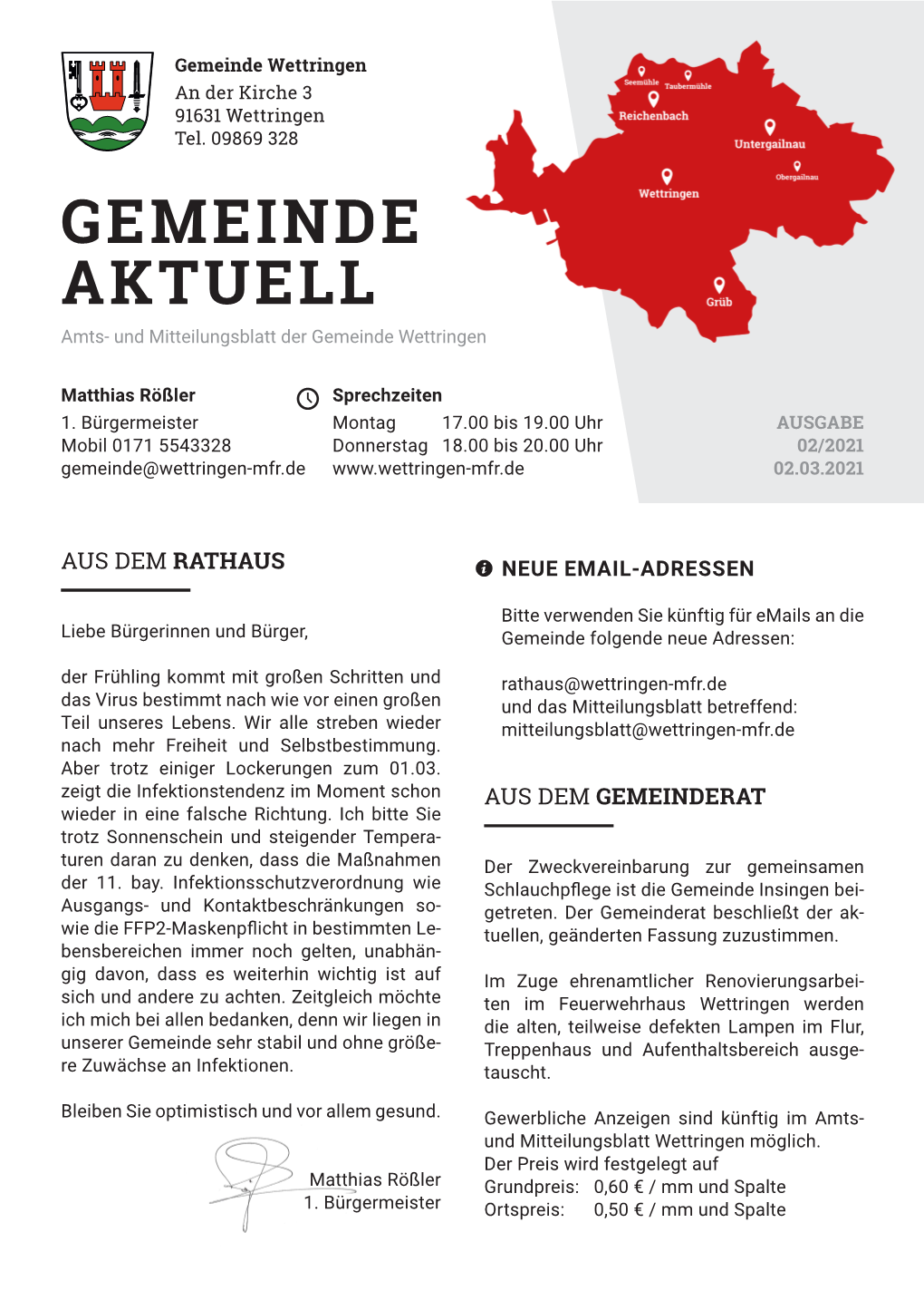 GEMEINDE AKTUELL Amts- Und Mitteilungsblatt Der Gemeinde Wettringen