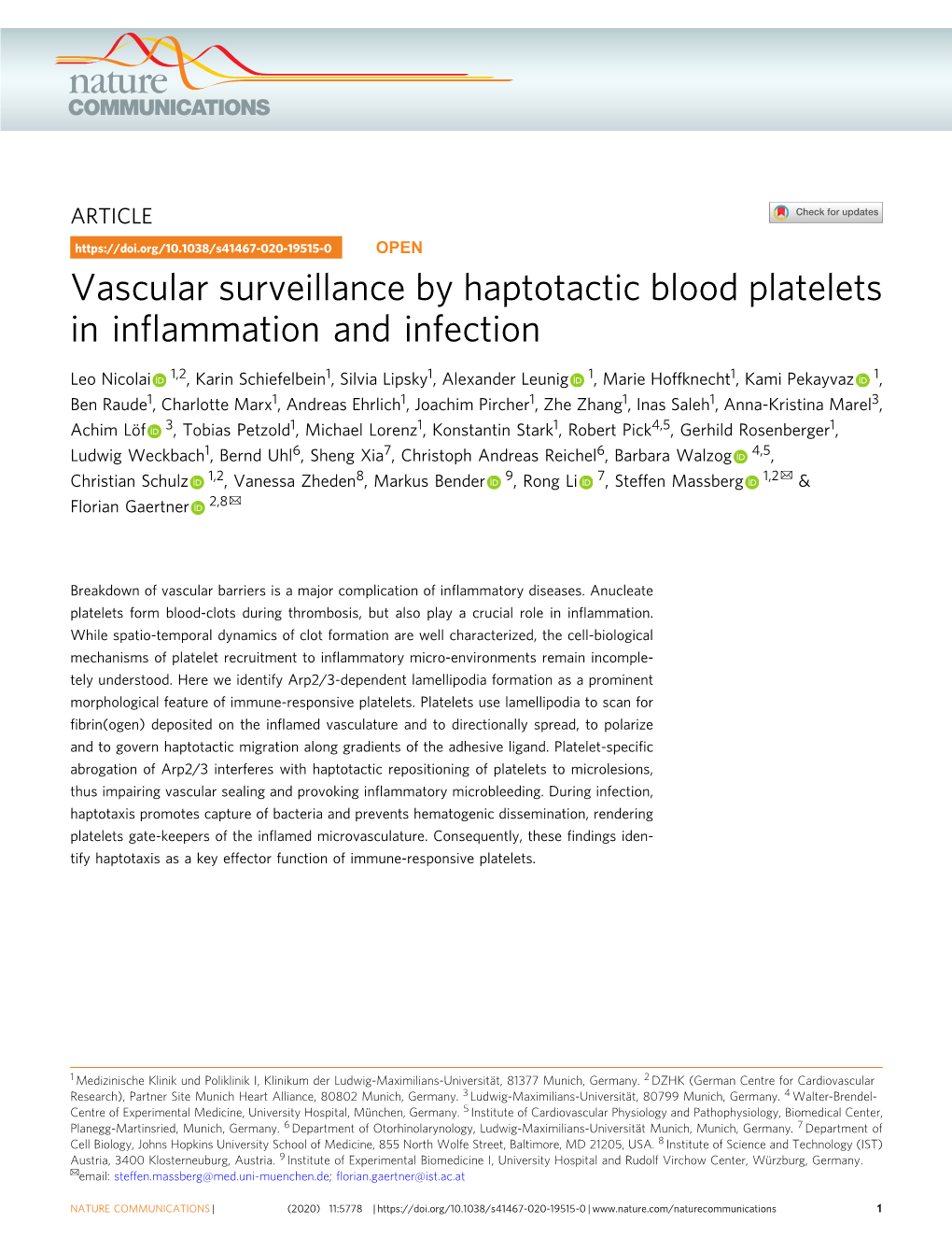 Vascular Surveillance by Haptotactic Blood Platelets in Inflammation And