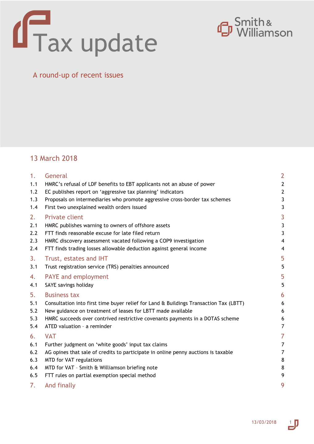 Tax Update 13 March