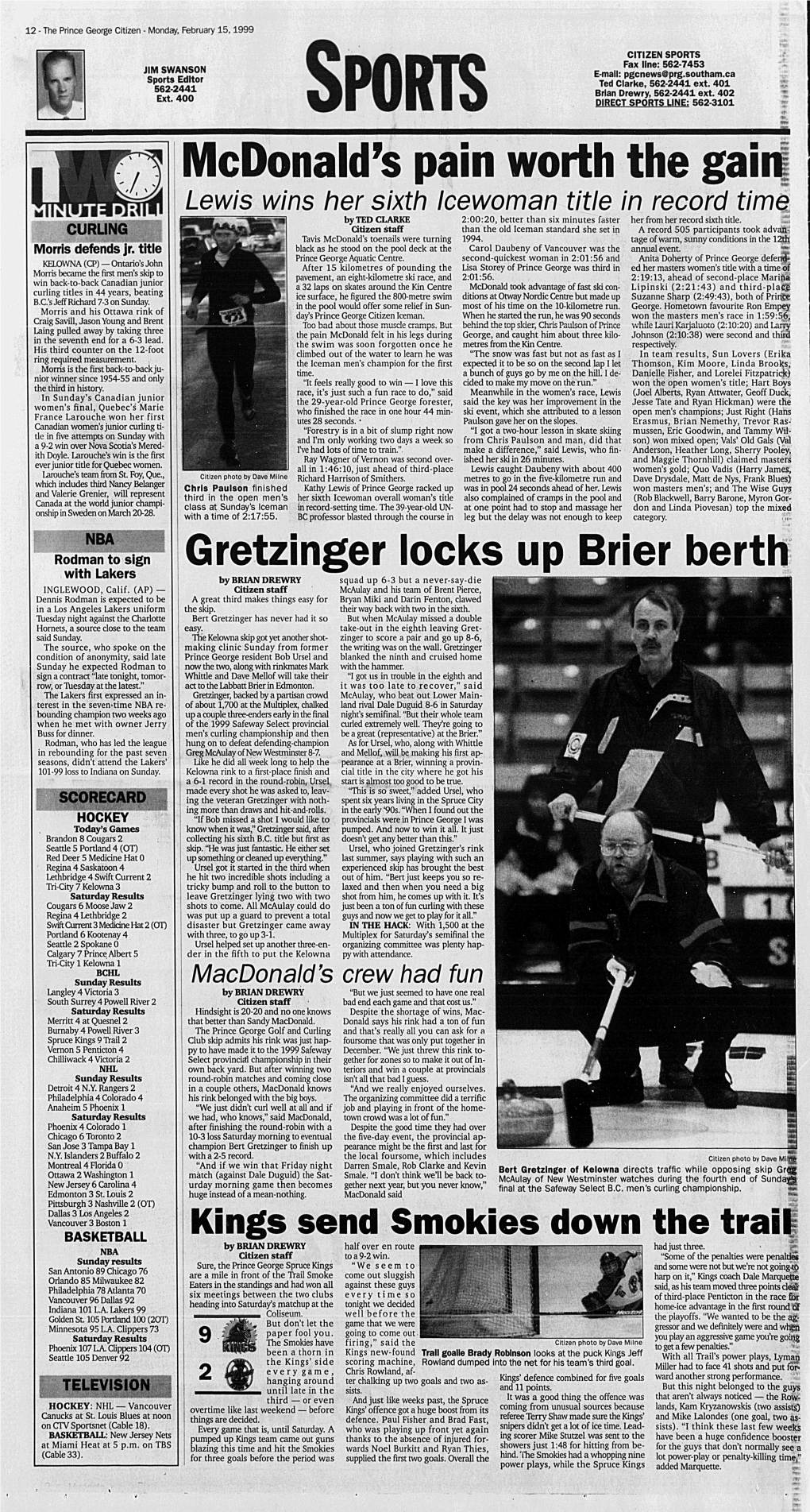 Gretzinger Locks up Brier Berth Kings Send Smokies Down the Trail