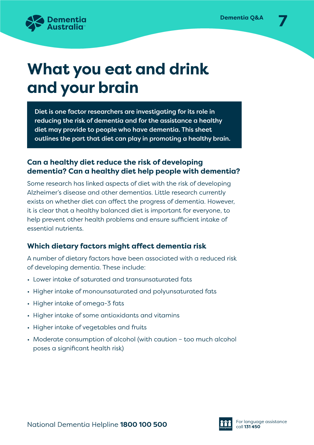 What You Eat and Drink and Your Brain