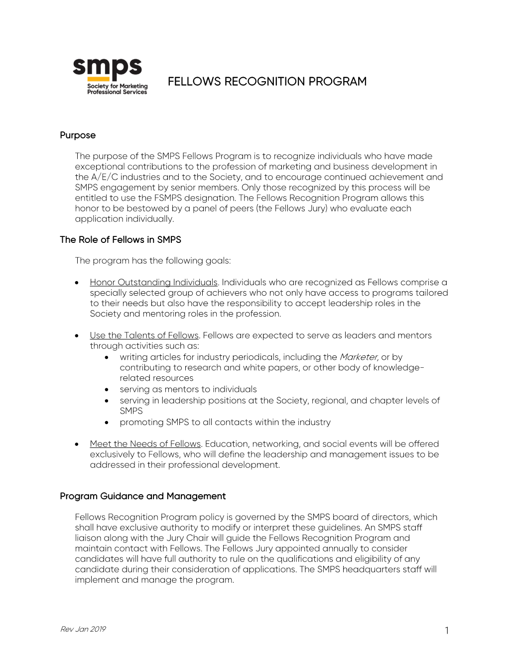 Fellows Recognition Program