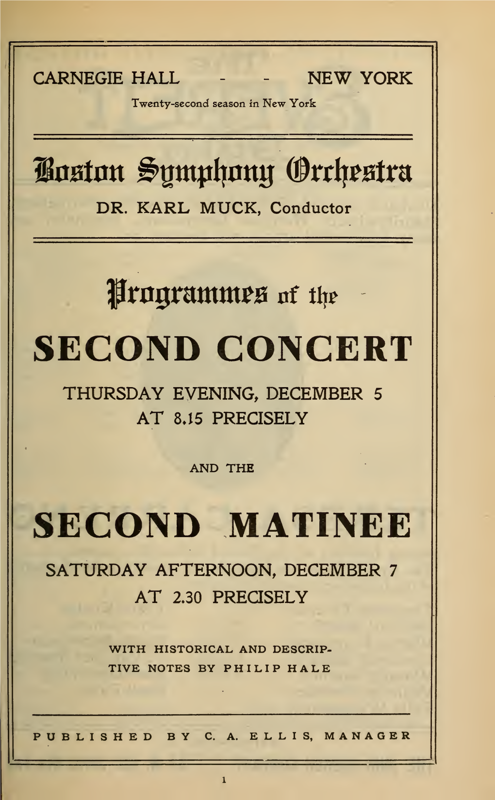 Boston Symphony Orchestra Concert Programs, Season 27,1907-1908, Trip