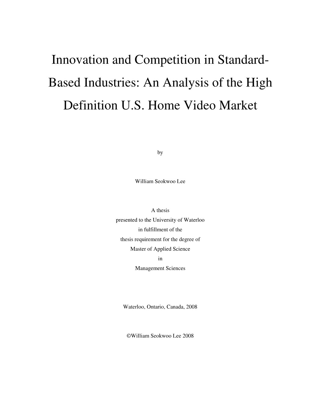 An Analysis of the High Definition US