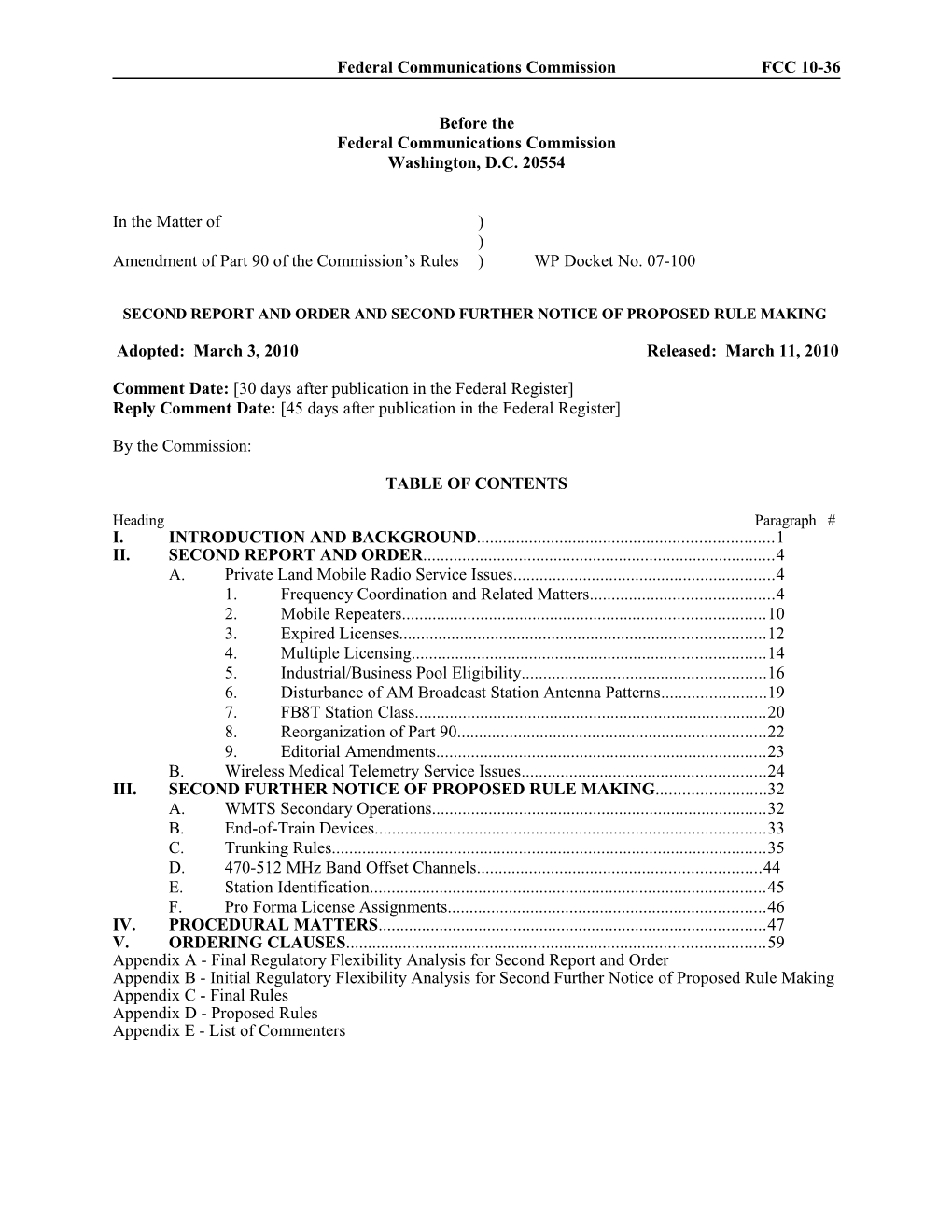 Federal Communications Commission FCC 10-36