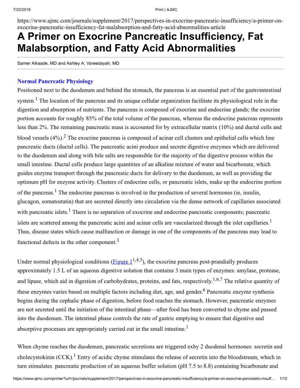 A Primer on Exocrine Pancreatic Insufficiency, Fat Malabsorption, and Fatty Acid Abnormalities