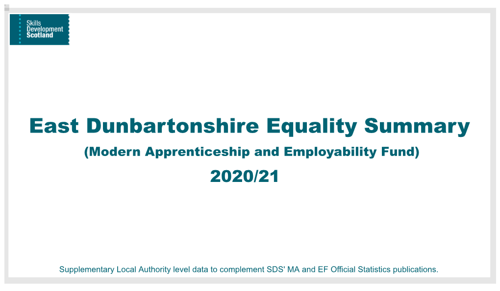 East Dunbartonshire Equality Summary (Modern Apprenticeship and Employability Fund) 2020/21
