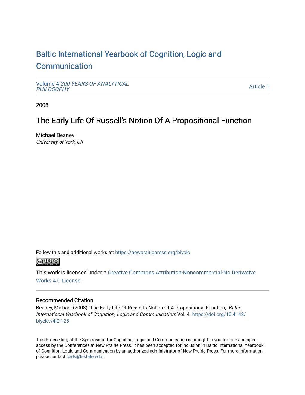 The Early Life of Russell's Notion of a Propositional Function