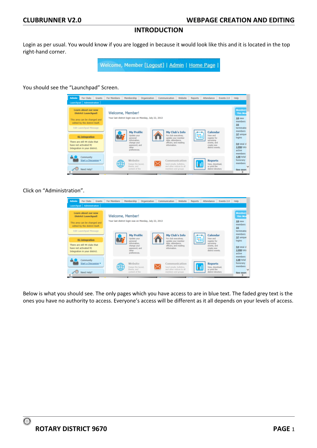 Clubrunner V2.0 Webpage Creation and Editing