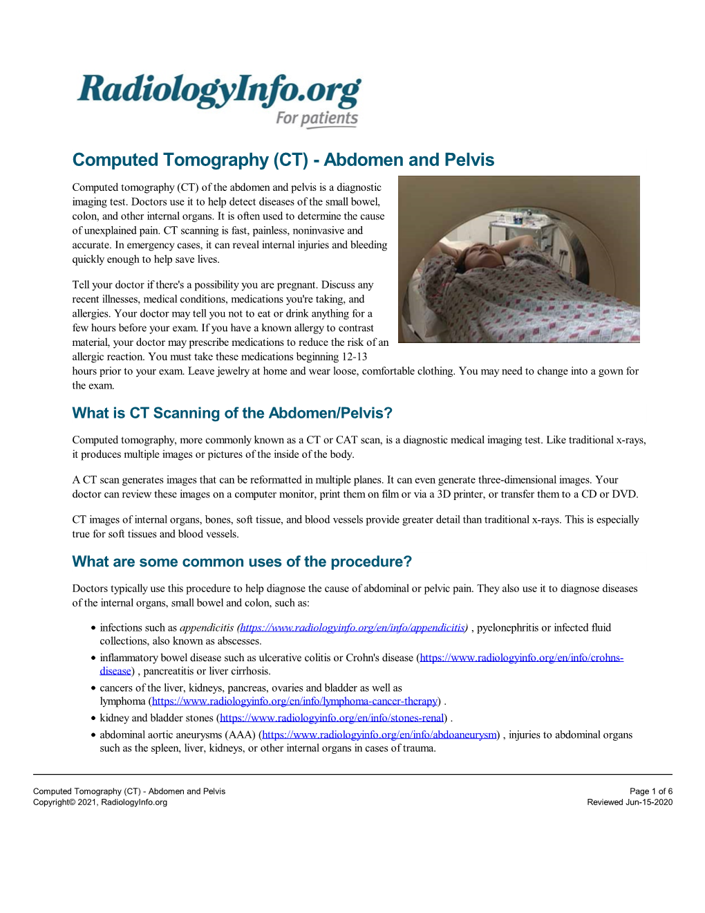 Abdominal and Pelvic CT