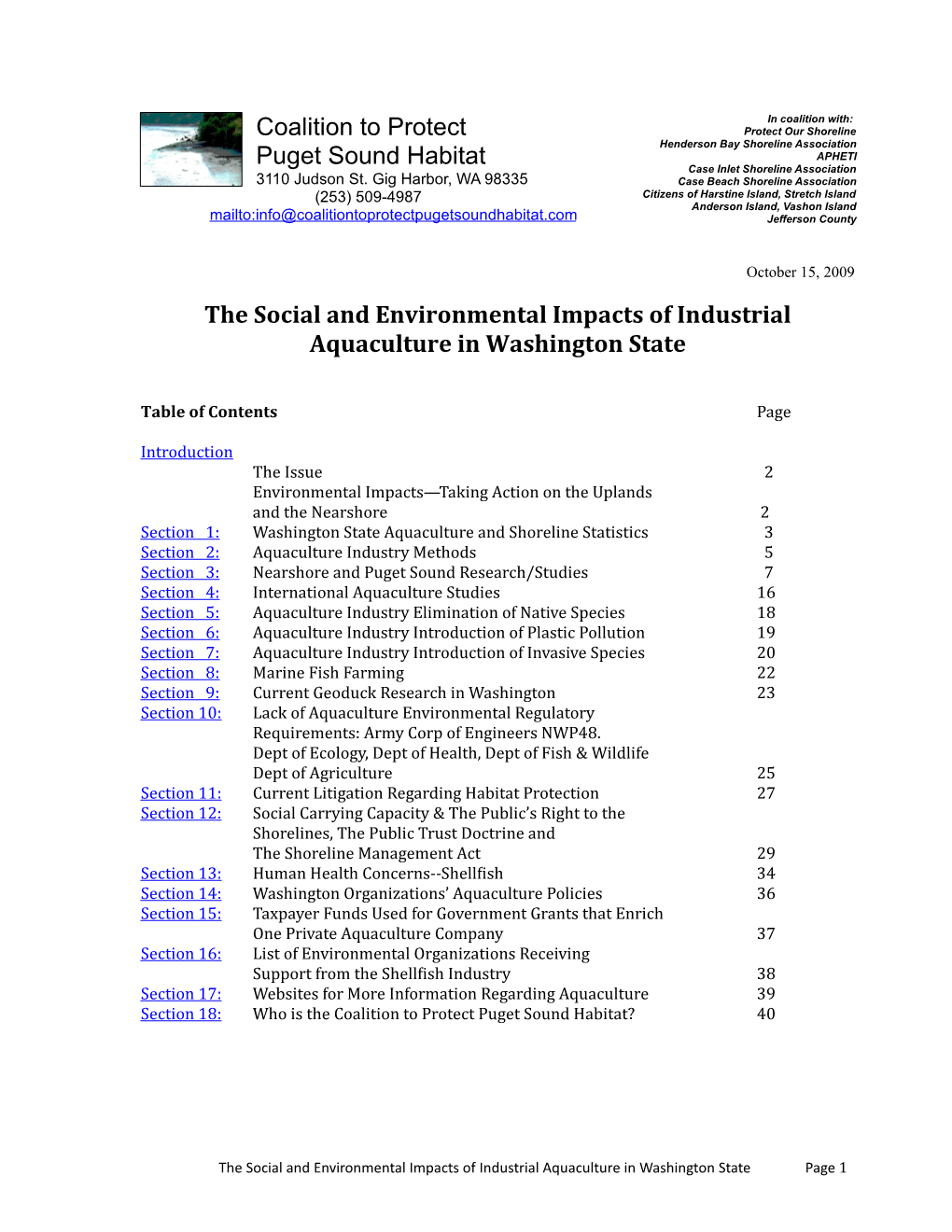 The Social and Environmental Impacts of Industrial Aquaculture in Washington State