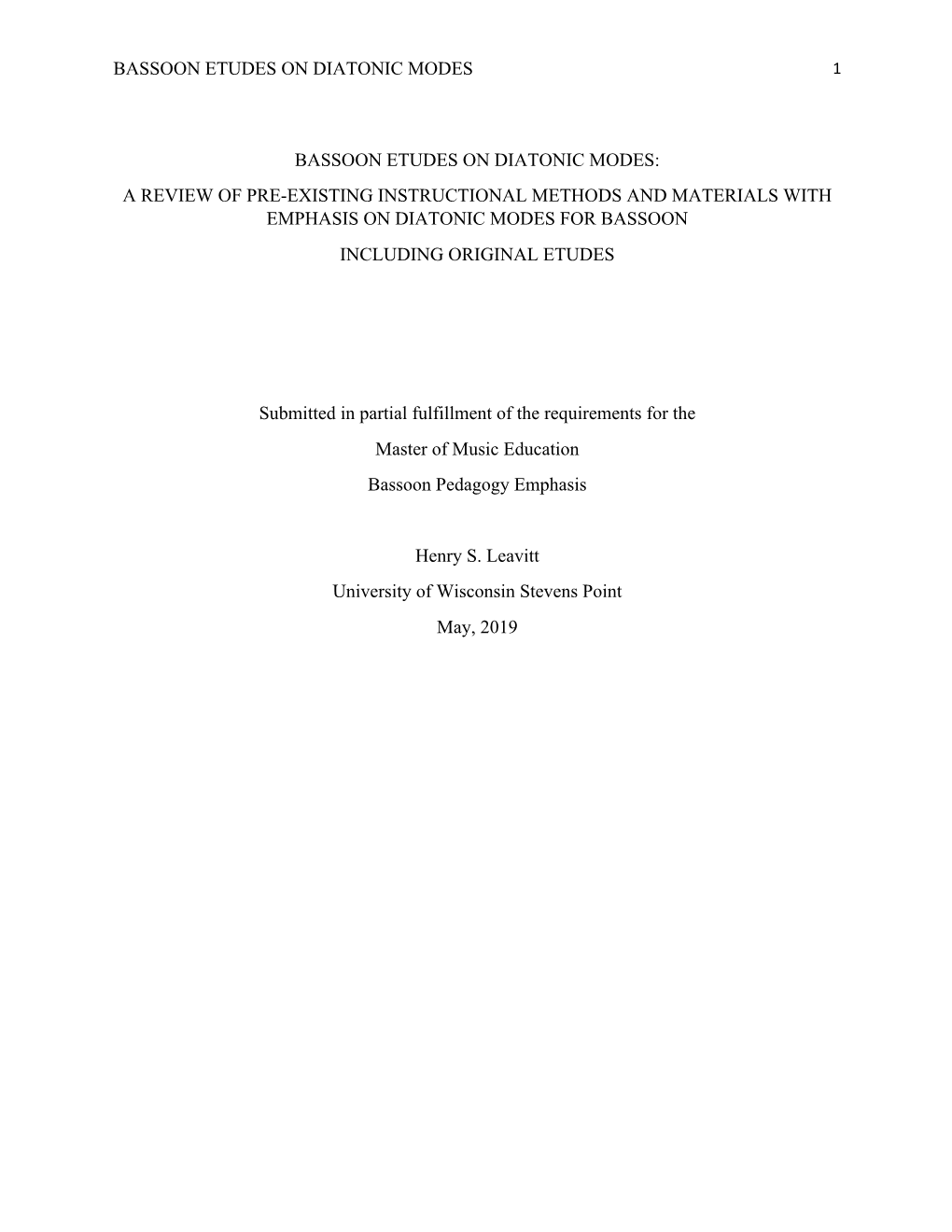 BASSOON ETUDES on DIATONIC MODES 2Henry Leavitt Thesis