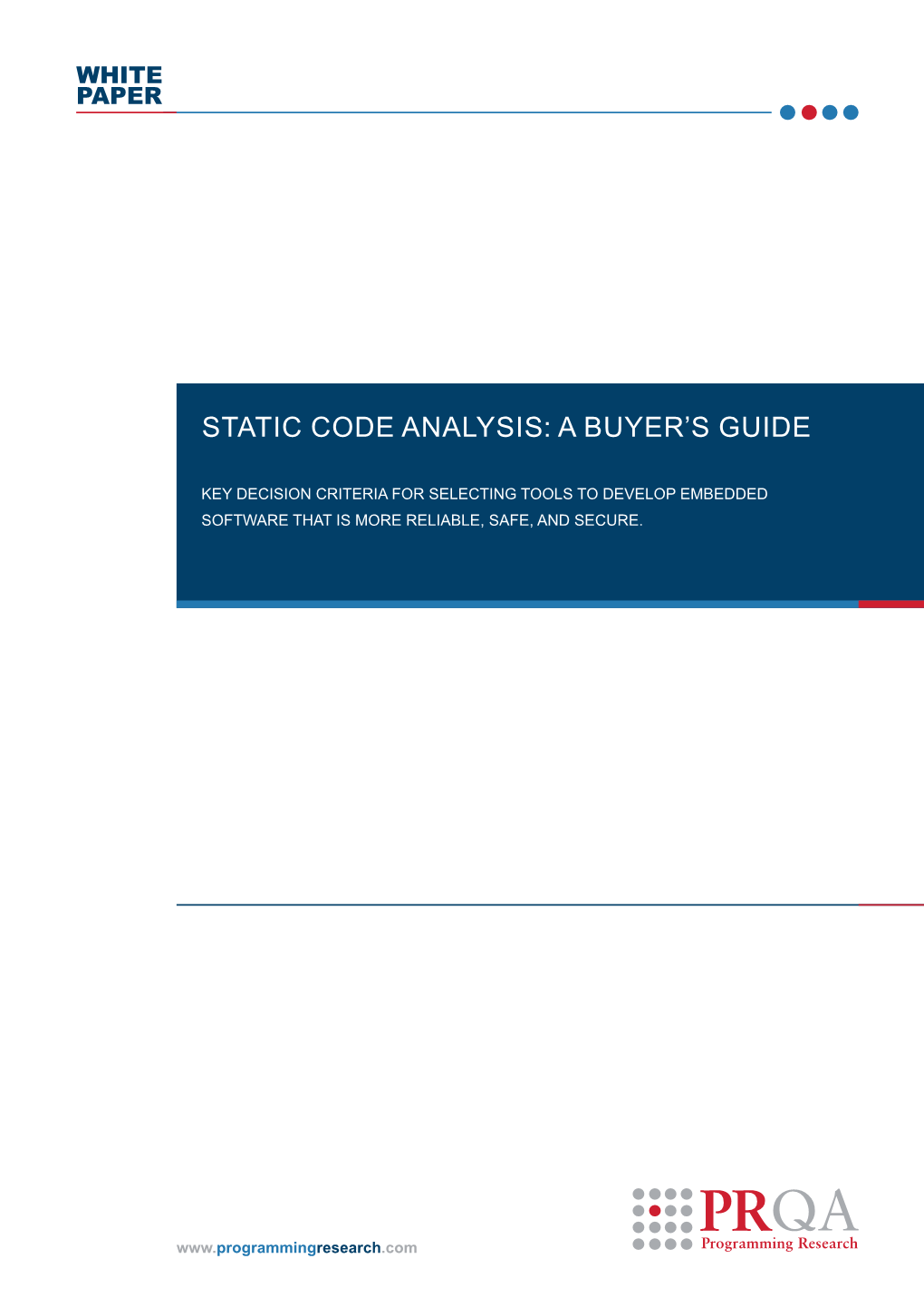 Static Code Analysis: a Buyer’S Guide