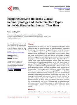 Mapping the Late-Holocene Glacial Geomorphology and Glacier Surface Types in the Mt