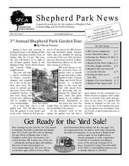Shepherd Park News a Quarterly Newsletter for the Residents of Shepherd Park