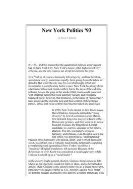 New York Politics '93