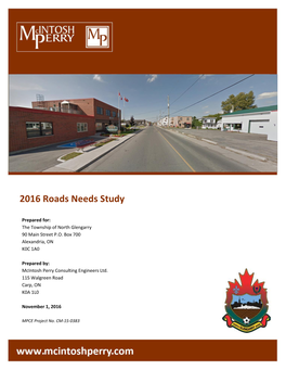 North Glengarry 2016 Road Needs Study
