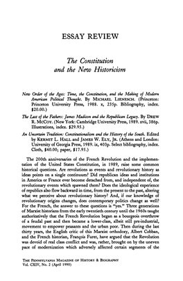 ESSAY REVIEW the Constitution and the New Historicism