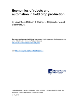 Economics of Robots and Automation in Field Crop Production by Lowenberg-Deboer, J