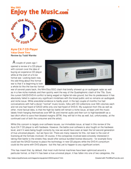 Ayre CX-7 CD Player Value Check Time Review by Todd Warnke