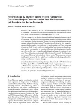 (Coleoptera: Curculionoidea) on Quercus Species from Mediterranean Oak Forests in the Iberian Peninsula