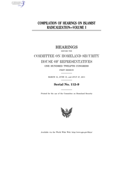 Compilation of Hearings on Islamist Radicalization—Volume I