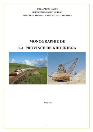 Monographie De La Province De Khouribga