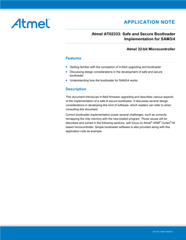 Atmel AT02333: Safe and Secure Bootloader Implementation for SAM3/4
