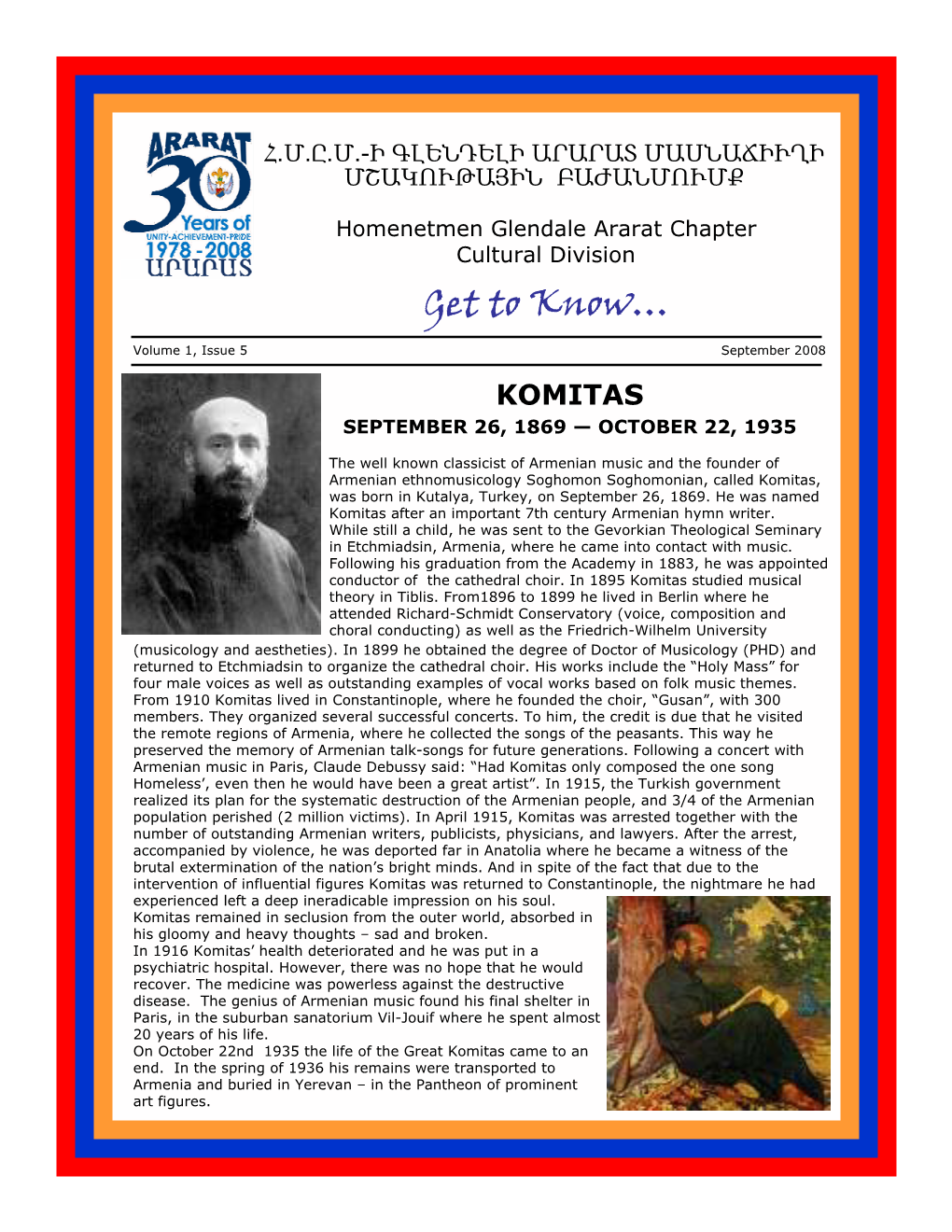 Komitas September 26, 1869 — October 22, 1935