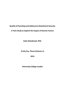 Quality of Parenting and Adolescent Attachment Security