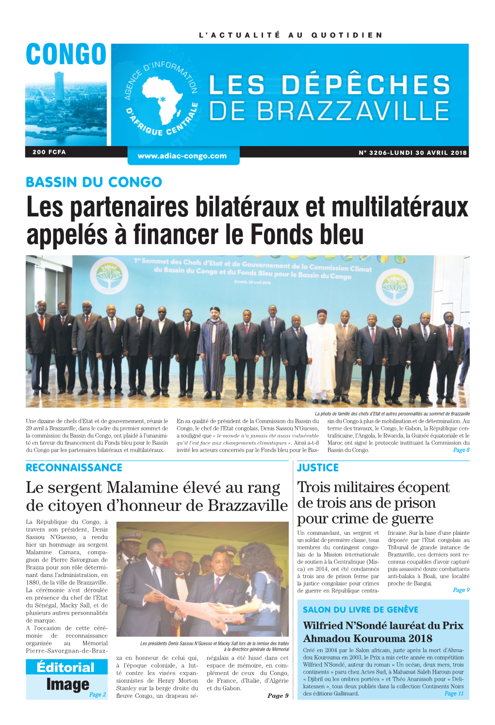CONGO Les Partenaires Bilatéraux Et Multilatéraux Appelés À Financer Le Fonds Bleu