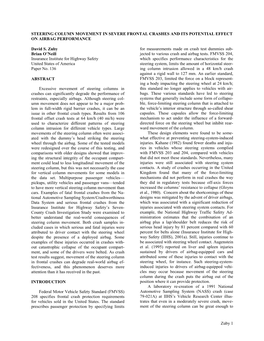 Steering Column Movement in Severe Frontal Crashes and Its Potential Effect on Airbag Performance