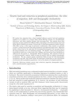 The Roles of Migration, Drift and Demographic Stochasticity