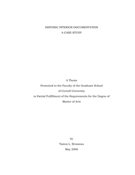 Historic Interior Documentation a Case Study