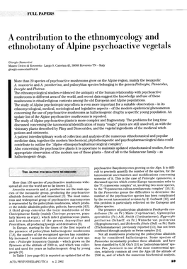 A Contriblltion to the Ethnomycology and Ethnobotany Ofalpine