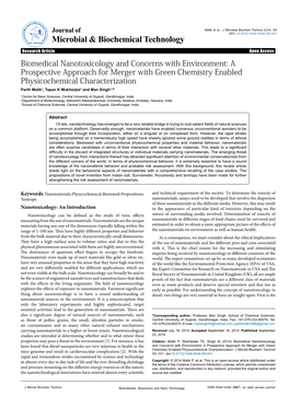 Biomedical Nanotoxicology and Concerns with Environment