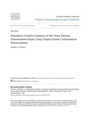 Population Genetics Analysis of the Grass Shrimp Palaemonetes Pugio Using Single Strand Conformation Polymorphism