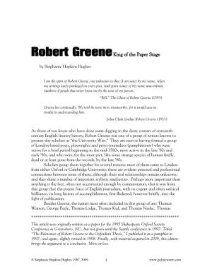 Robert Greene King of the Paper Stage