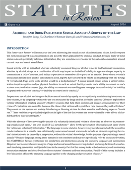 Alcohol- and Drug-Facilitated Sexual Assault: a Survey of the Law Jennifer Long, JD, Charlene Whitman-Barr, JD, and Viktoria Kristiansson, JD1
