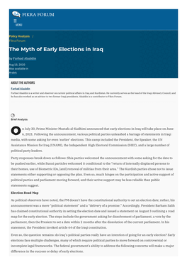 The Myth of Early Elections in Iraq | the Washington Institute